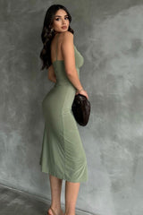 Elegant Slit Spaghetti Strap Bodycon Dress