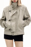 Washed Toggle Front High Collar Utility Jacket