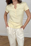 Solid Cropped Button Front T-Shirt