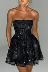 Chic Strapless Backless Mesh Graduation Party Dress