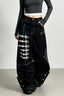 Embroidered Ribbon Black Wide Leg Jeans