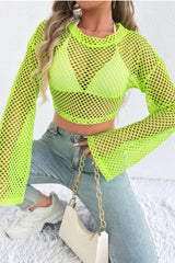 Crochet Bell Sleeve Crop Sweater