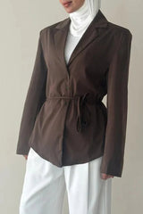 Lace-up Waist Fitted Blazer