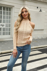 Elegant Cable Mock Neck Sweater