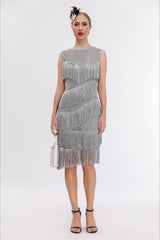 Vintage Beaded Fringe Party Dress