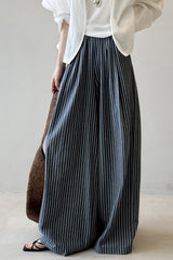 Striped High Waisted Wide Leg Straight Pants