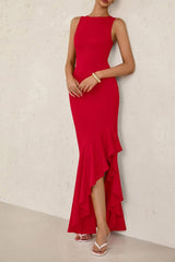 Elegant Sexy Sleeveless Ruched Ruffled Formal Dress