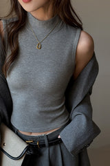High Neck Brushed Tank Top