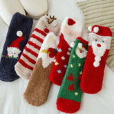 Soft Cotton Coral Fleece Cute Mid Calf Sleep Christmas Socks