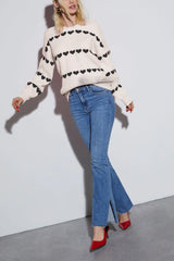 Casual Heart Graphic Knit Sweater
