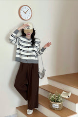 Colorblock Striped Knit Sweater