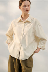 Retro Corduroy Collared Blouse
