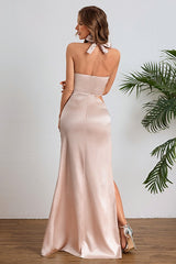 Sexy Halter Cut Out Slit Formal Dress