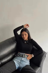 Washed Patchwork Slim Denim Jeans