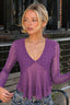 Lace V Neck Flared Hem Long Sleeved T-shirts