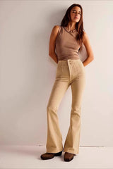 High Waist Slim Flare Wide Leg Straight Denim Jeans