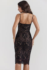 Spaghetti Strap Bodycon Lace Dress