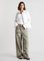 Vintage Washed Letter Print Wide Leg Slim Floor Length Jeans