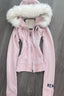 Pink Fur Trim Embroidered Zip-Up Hoodie