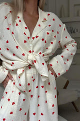Loose Fit Love Pattern Sleepwear Pajama Set