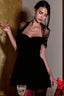 Sheer Mesh Sleeve Sweetheart A Line Mini Dress