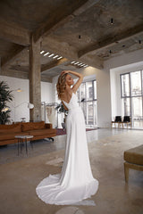 Retro Side Slip Sequin Backless Wedding Dress