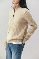 Cable Knit Half Zip Sweater