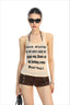 Sheer Letter Graphic Fitted Tank Top