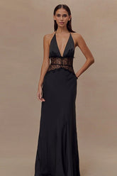 Sexy Lace V Neck Backless Cami Long Formal Dress