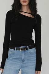 Side Cutout Slim Long Sleeve Crop Top