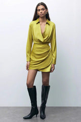Ruched Satin Versatile Mini Silk Dress