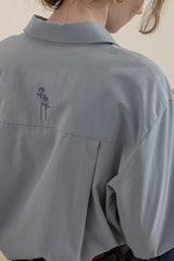 Velvet Satin Back Embroidered Chic Workwear Blouse