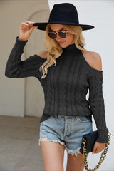 Elegant Cable Mock Neck Sweater