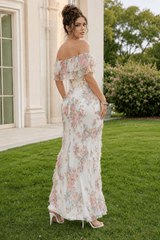 Off Shoulder Bodycon Long Print Floral Dress