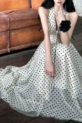 V-Neck Polka Dot Maxi Dress