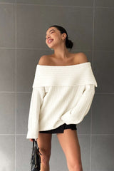 Bardot Neck Long Sleeve Sweater