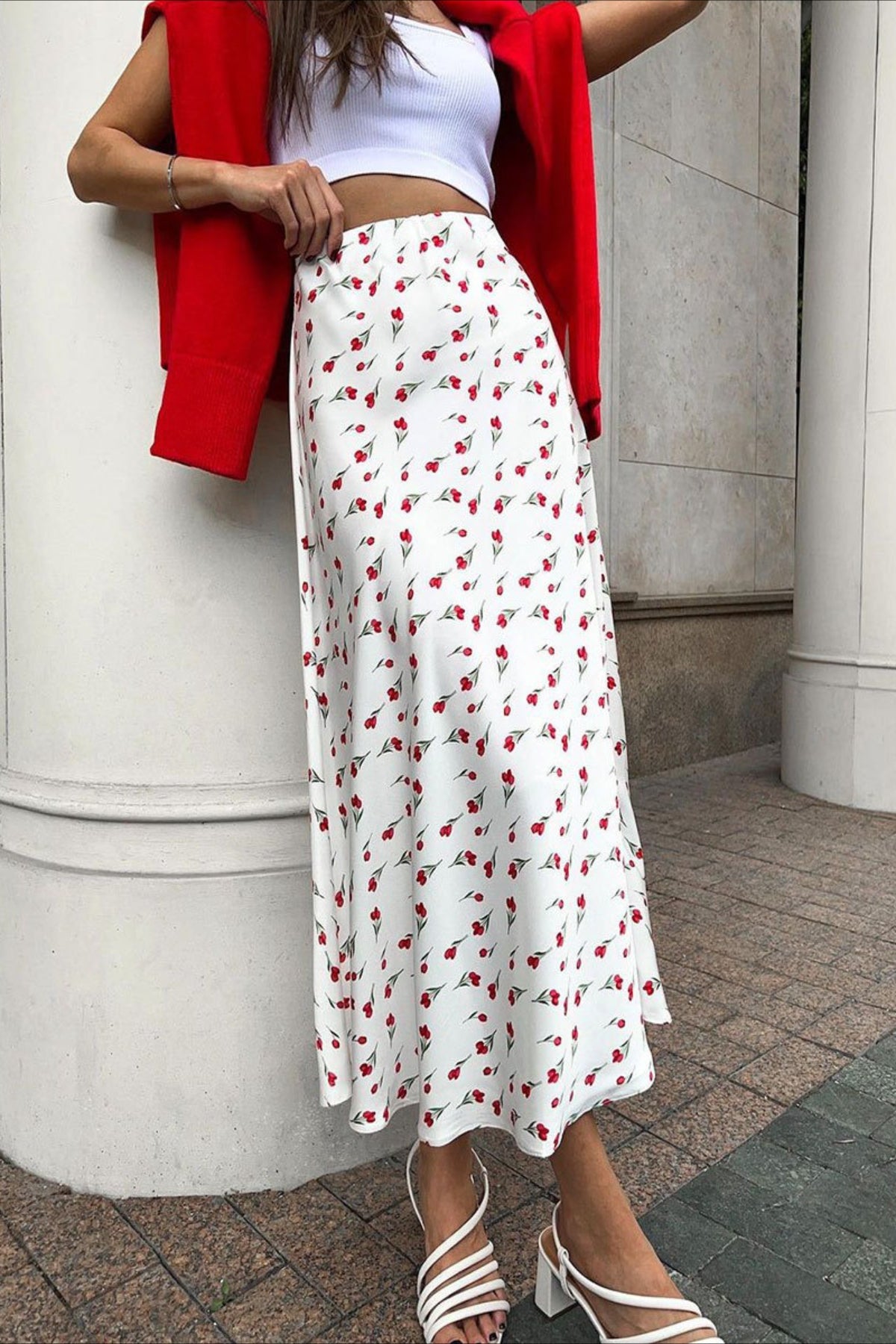 Cherry Print High Waist A-Line Skirt – DressBetty