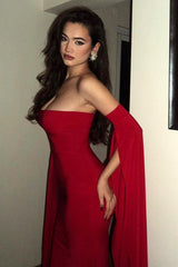 Sexy Solid Long Sleeve Strapless Bodycon Formal Dress