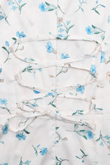 Satin Puff Sleeve Floral Dress