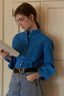 Cotton Mandarin Collar Long Sleeve Top