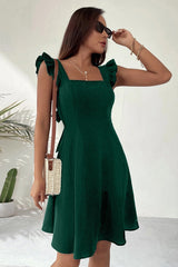 Sleeveless Mini Dress with Ruffle Tie-back