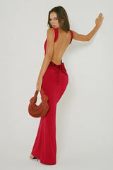 Chic Elegant Sexy Backless Slim Bodycon Bow Formal Dress