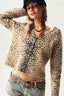 Leopard Print V Neck Button Cardigan Sweater