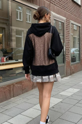 Sheer Mesh Panel Long Sleeve Hoodie