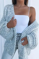 Plush Batwing Sleeve Knit Cardigan