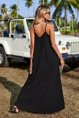 Solid Plaid V Neck Sling Slim Bohemian Boho Dress