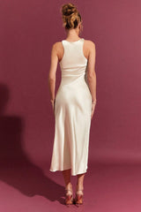 Satin Bodycon Midi Work Dress