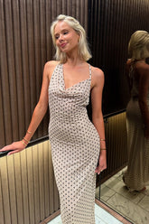 Polka Dot Halter Slip Dress