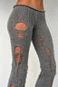 Distressed Ribbed Knit Flared Pants