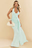 Deep V Halter Ruched Mermaid Party Dress